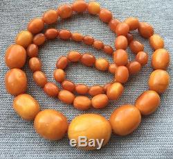 33Antique Natural Baltic Butterscotch Egg Yolk AMBER Bead Necklace 85gr TESTED