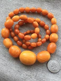 33Antique Natural Baltic Butterscotch Egg Yolk AMBER Bead Necklace 85gr TESTED