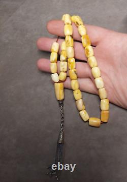 34 Grams Antique Natural Royal Kahraman Amber Islamic Rosary Prayer Beads