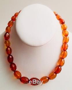 35 Grams Loose Antique Faceted Cognac Amber Baltic Necklace Beads Vintage