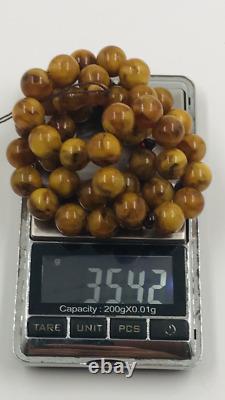 35gr Amber Beads Rosary BALTIC AMBER ROSARY round misbah tasbih 45 beads pressed