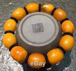 36.73 Grams Old Antique Natural Baltic Amber Butterscotch Egg Yolk Bead bracelet