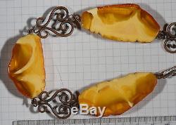 38.4g Natural Baltic Sea Amber White Tiger Necklace EggYolk antique butterscotch