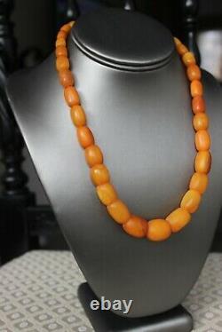 38gr Natural Baltic Amber Necklace Egg Yolk Butterscotch Barrel Shape Beads