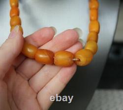 38gr Natural Baltic Amber Necklace Egg Yolk Butterscotch Barrel Shape Beads