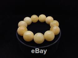 39,5g Natural New Baltic Amber Beeswax Bracelet Yellow Round Beads Hupo-se