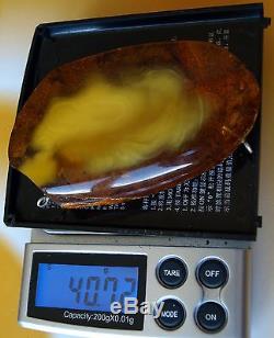 40.72 gr Butterscotch Egg Yolk Color Genuine Natural Baltic Amber Stone Pendant