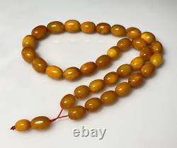 40.8 Grams Antique Natural Kahraman Amber Islamic Rosary Prayer Beads