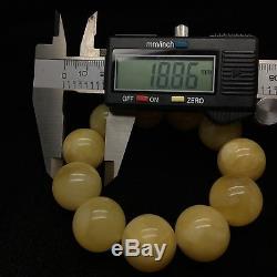 41,8g Natural Baltic Amber Bracelet Beeswax Yellow Round Beads Hupo-se