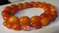 42 Grams Antique Natural Egg Yolk Butterscotch Baltic Amber beads Necklace