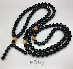 45,1g Natural Baltic Amber Lucky Mala Rosary Cherry Round 108 Beads 8,8mm