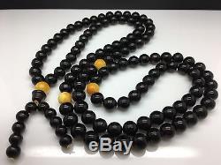 45,1g Natural Baltic Amber Lucky Mala Rosary Cherry Round 108 Beads 8,8mm