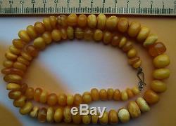 45 gm Vintage Butterscotch Egg Yolk Color Natural Baltic Amber Beads Necklace