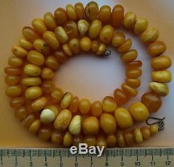 45 gm Vintage Butterscotch Egg Yolk Color Natural Baltic Amber Beads Necklace