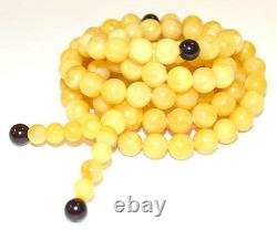 45g 9mm Prayer Beads Authentic Baltic Egg Yolk Amber Necklace (mi la) AH393MM9