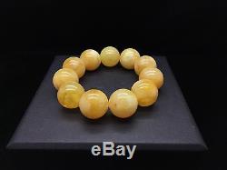 45g Natural New Baltic Amber Chicken Oil Bracelet Yellow Round Beads Hupo-se