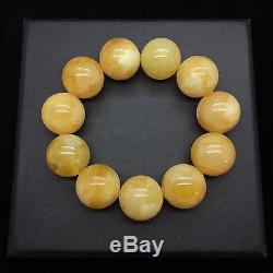 45g Natural New Baltic Amber Chicken Oil Bracelet Yellow Round Beads Hupo-se