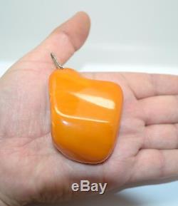 46.3 gram Antique Genuine Natural Baltic Amber Pendant Red Butterscotch Beeswax