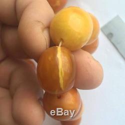49.12 grams Antique Natural Baltic Amber Butterscotch Egg Yolk Bead Necklace