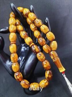 51.18gr Egg Yolk Antique Natural Royal Kahraman Amber Islamic Rosary Prayer Bead
