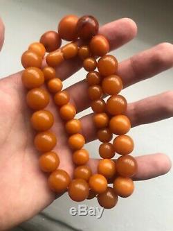 52,9gr Antique Amber Baltic Egg Yolk Old Beads Natural Necklace