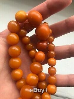 52,9gr Antique Amber Baltic Egg Yolk Old Beads Natural Necklace