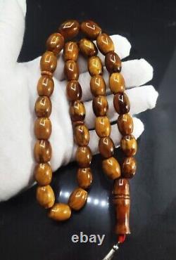 53.16gr Egg Yolk Antique Natural Royal Kahraman Amber Islamic Rosary Prayer Bead