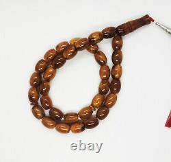 53.16gr Egg Yolk Antique Natural Royal Kahraman Amber Islamic Rosary Prayer Bead