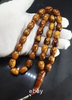 53.16gr Egg Yolk Antique Natural Royal Kahraman Amber Islamic Rosary Prayer Bead