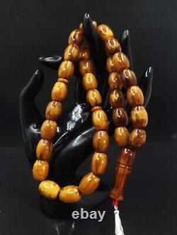 53.16gr Egg Yolk Antique Natural Royal Kahraman Amber Islamic Rosary Prayer Bead