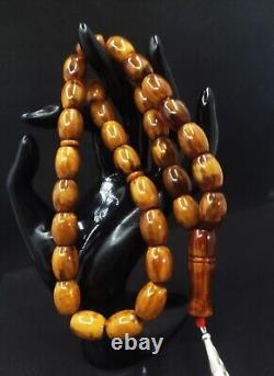 53.16gr Egg Yolk Antique Natural Royal Kahraman Amber Islamic Rosary Prayer Bead