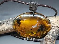 53 gr Unique Massive Genuine Baltic Amber Pendant Necklace with leather cord