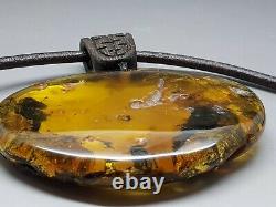 53 gr Unique Massive Genuine Baltic Amber Pendant Necklace with leather cord