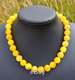 54.88gr Large Real Old Eggyolk Honey Natural Baltic Amber Necklace Beads