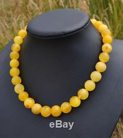 54.88gr Large Real Old Eggyolk Honey Natural Baltic Amber Necklace Beads