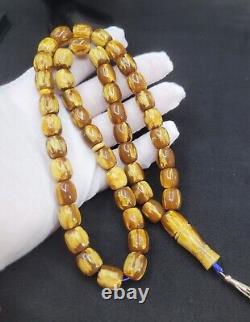 54g Butterscotch Egg Yolk Natural Amber 10/12 PRAYER BEADS BIG ROSARY Kahraman