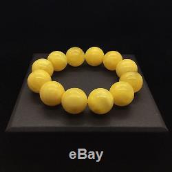 55,1g Natural Baltic Amber Bracelet Yellow Beeswax Round Beads Hupo Kahraman