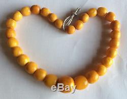 55.3 grams Old Antique Natural Baltic Amber Butterscotch Egg Yolk Bead Necklace