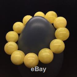 55,5g Natural Baltic Amber Bracelet Yellow Beeswax Round Beads Hupo-se