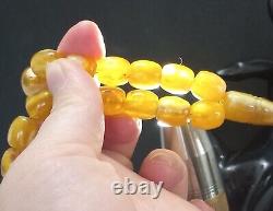 56.08gr. Baltic Amber Old German Yellow Prayer Misbaha Tesbih Beads Butterscotch