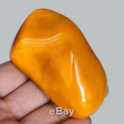 57.3g Natural Polished Old Baltic Butterscotch Amber Antique Egg Yolk YRL6