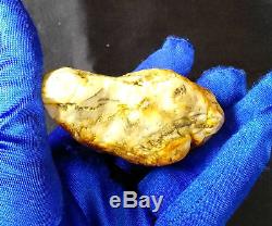 57,58g Huge Big Real Natural Genuine Antique White Bone Baltic Amber Bernstein