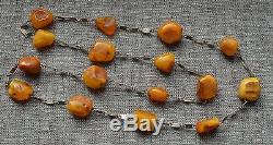 58.5 gr Genuine Natural Baltic Amber Round Beads Necklace Egg Yolk Butterscotch