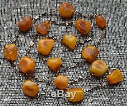 58.5 gr Genuine Natural Baltic Amber Round Beads Necklace Egg Yolk Butterscotch