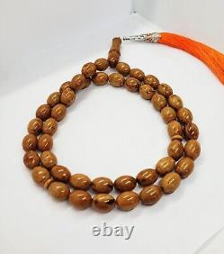 59.96gr. Antique Baltic Amber 45 Beads Prayer Rosary Tesbih Butterscotch Misbaha