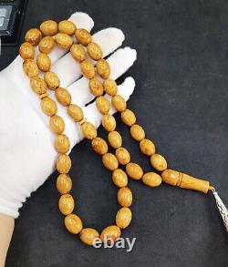 59.96gr. Antique Baltic Amber 45 Beads Prayer Rosary Tesbih Butterscotch Misbaha