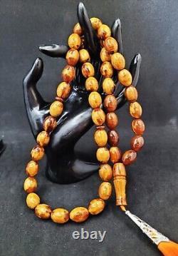 60.02g 14/12mm Antique natural butterscotch German Amber kahraman Prayer Beads