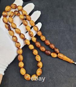 60.02g 14/12mm Antique natural butterscotch German Amber kahraman Prayer Beads