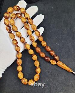 60.02g 14/12mm Antique natural butterscotch German Amber kahraman Prayer Beads