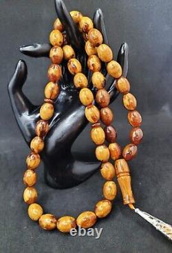 60.02g 14/12mm Antique natural butterscotch German Amber kahraman Prayer Beads